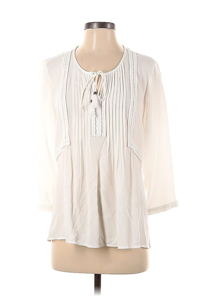 Pre-owned Pale Sky Long Sleeve Blouse In White