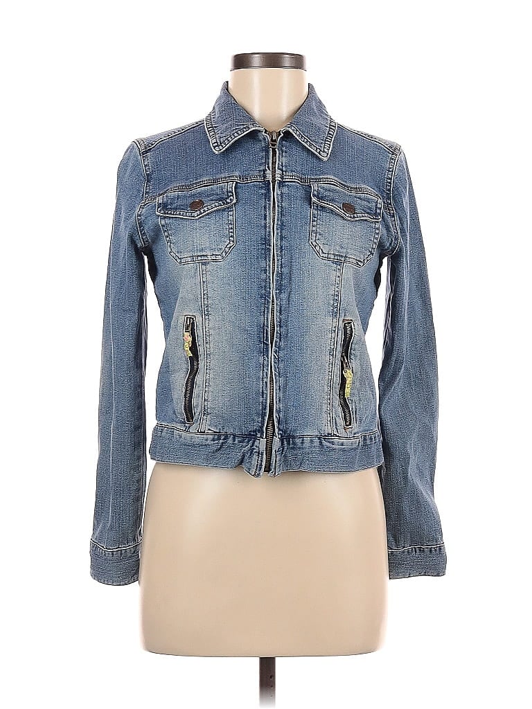 Sigrid Olsen Solid Blue Denim Jacket Size 6 78 Off Thredup