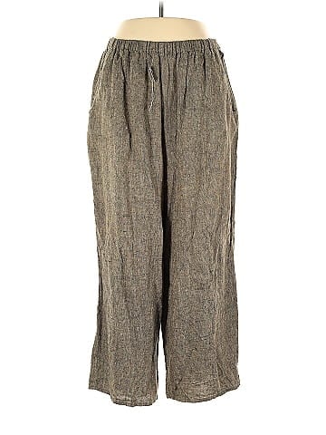 FLAX by Jeanne Engelhart 100% Linen Gray Casual Pants Size L - 67% off