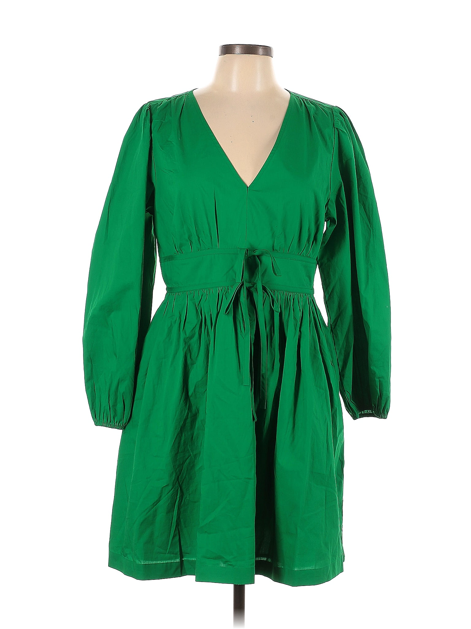 J Crew 100 Cotton Solid Green Casual Dress Size 12 64 Off Thredup