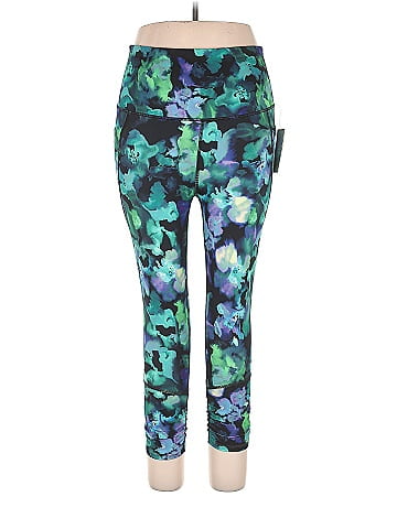 all in motion Floral Multi Color Blue Leggings Size XL - 63% off