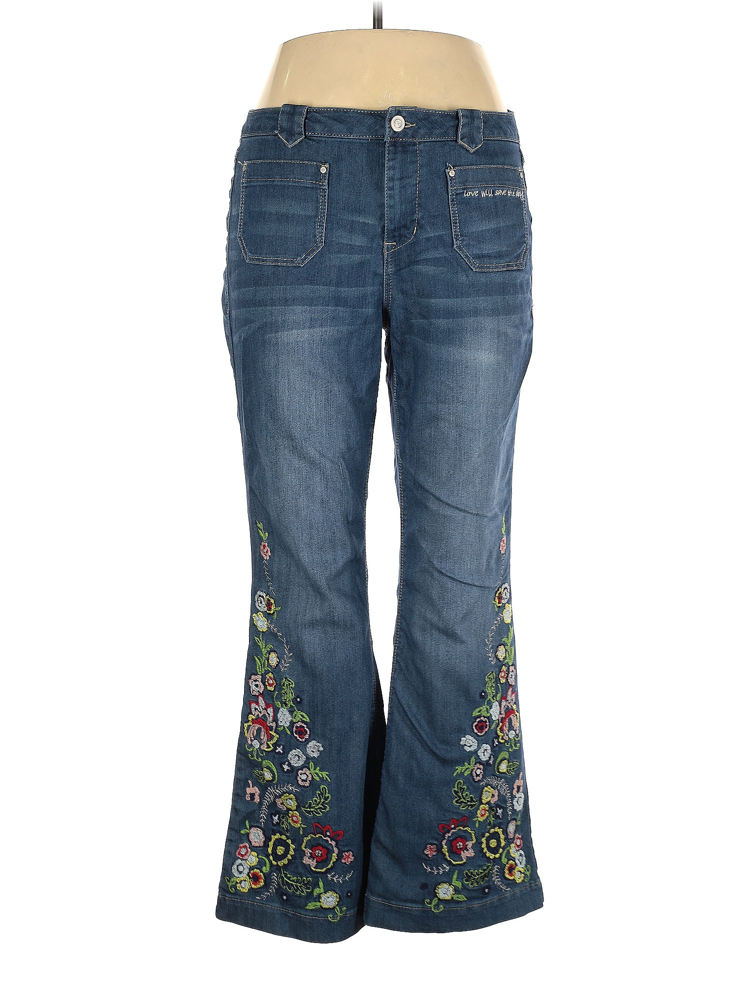 Sheryl Crow Floral Blue Jeans Size 16 - 72% off | ThredUp