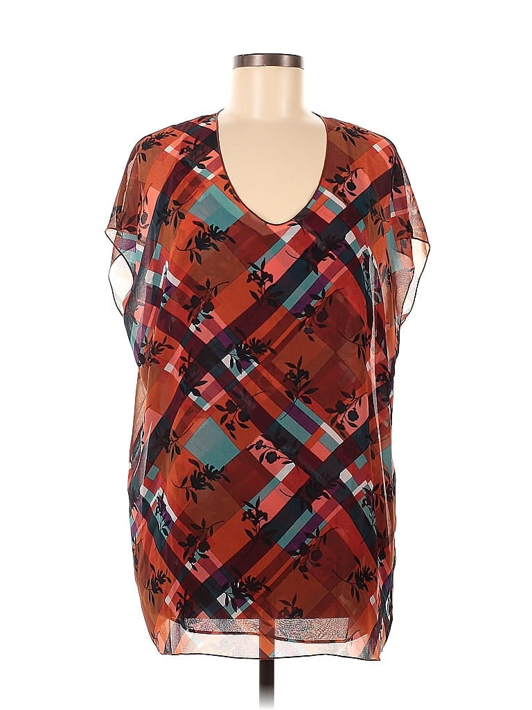 Pre-owned Cabi Short Sleeve Blouse In Brown