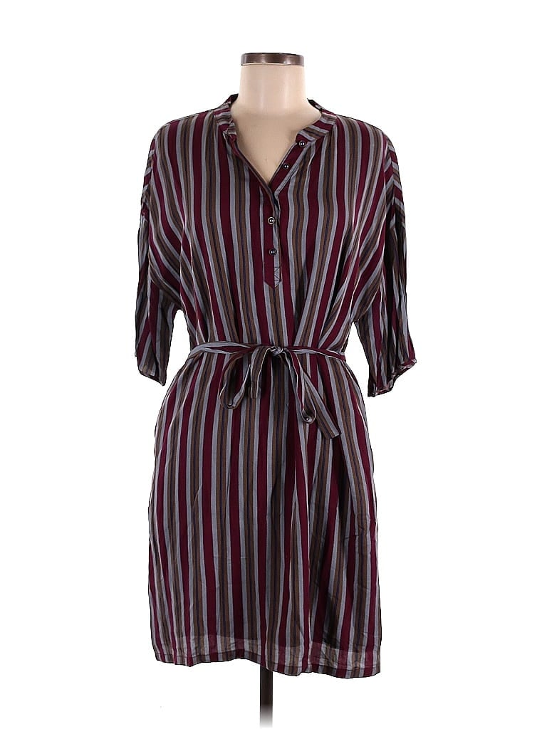 Evette & K 100% Rayon Stripes Burgundy Casual Dress Size L - photo 1