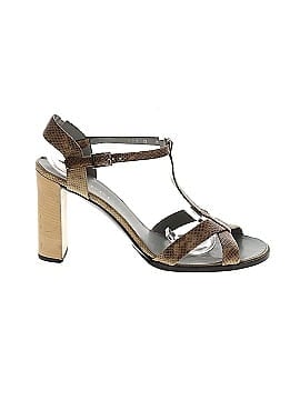 Gucci  Tan Brown Elephant Trunk Snake Skin T Strap Heeled Sandals (view 1)