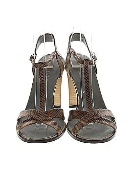 Gucci  Tan Brown Elephant Trunk Snake Skin T Strap Heeled Sandals (view 2)