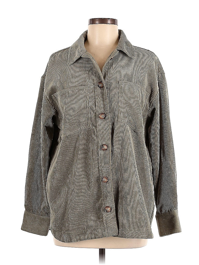 Workshop Republic Clothing 100% Polyester Gray Long Sleeve Blouse Size M - photo 1