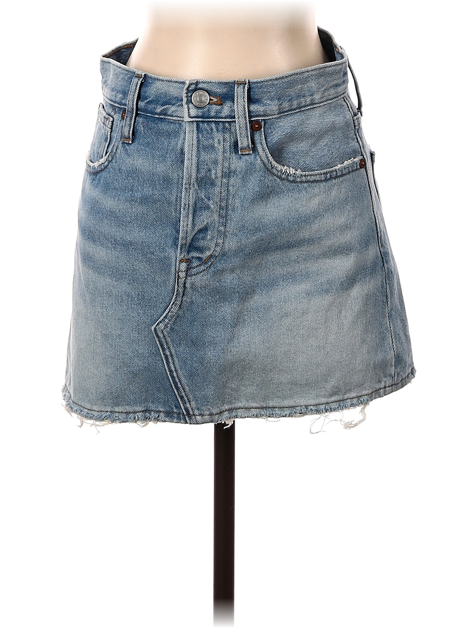 Madewell 100% Cotton Solid Blue Denim Skirt 23 Waist - 70% off