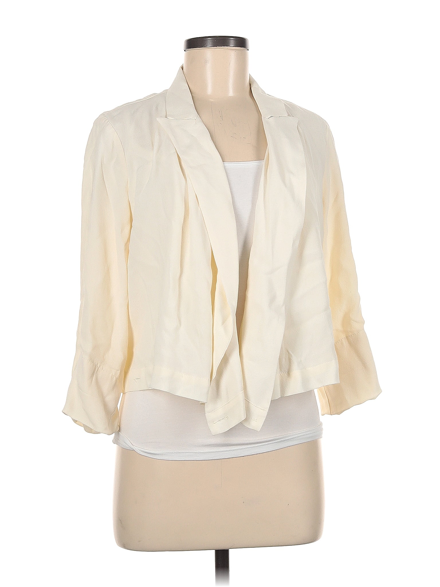 Ett:Twa by Anthropologie 100% Viscose Solid Ivory Jacket Size 2 (Petite) -  70% off