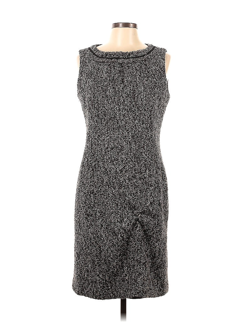 Talbots Jacquard Marled Tweed Gray Casual Dress Size 12 - photo 1