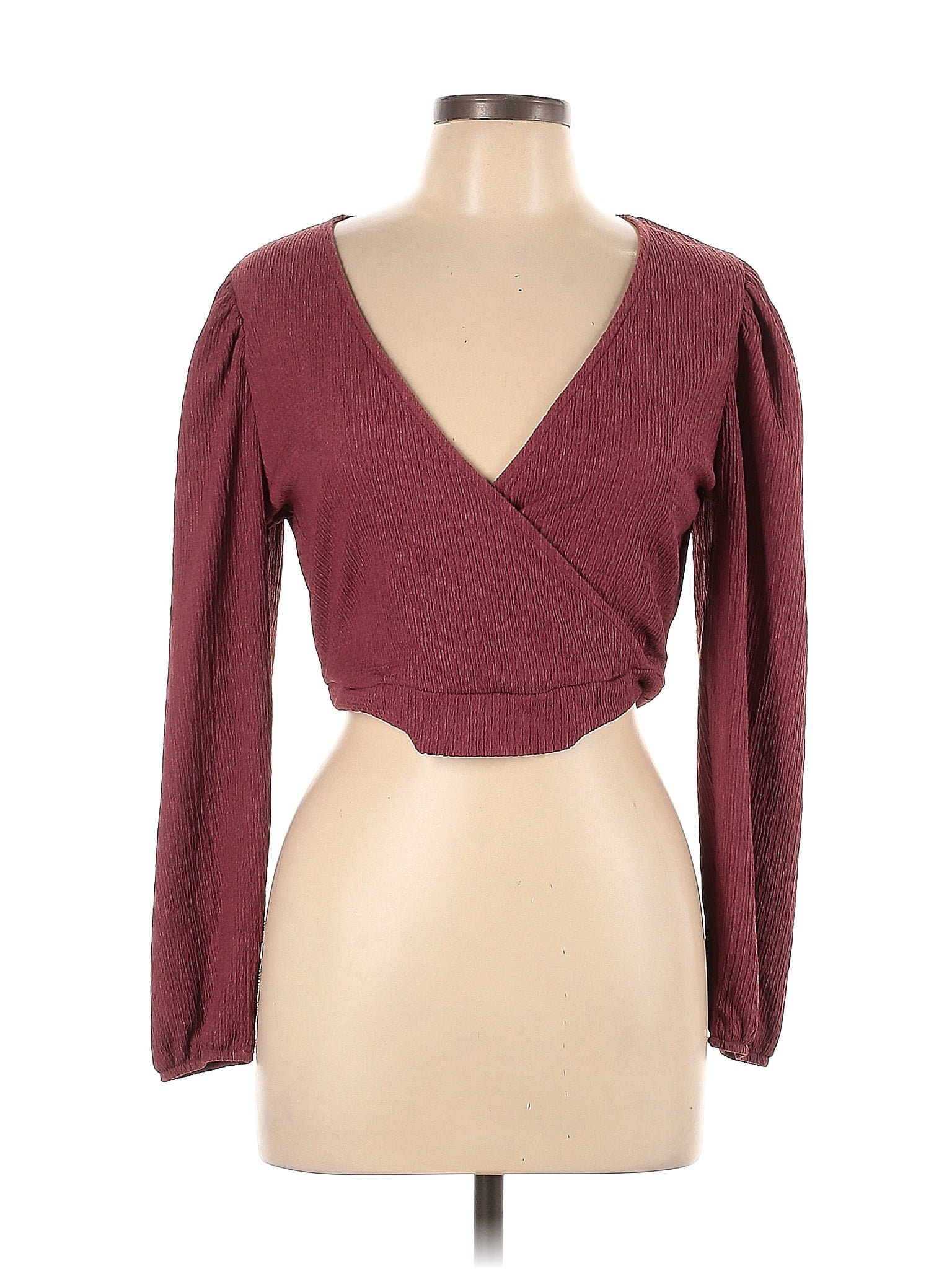 Glo Solid Red Burgundy Long Sleeve Blouse Size L 64 Off Thredup