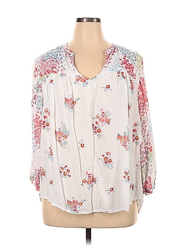 Lucky Brand Floral White Ivory Thermal Top Size S - 60% off