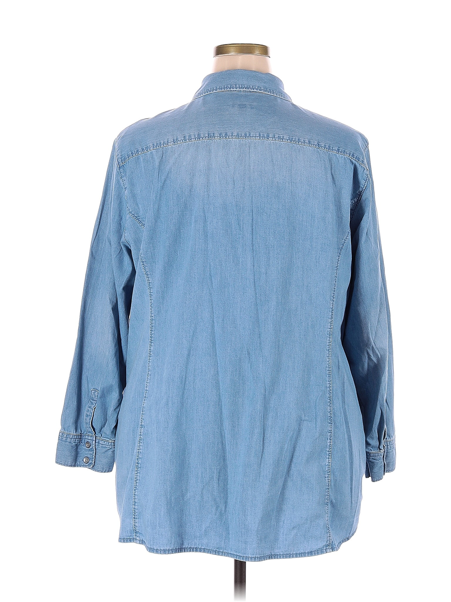 J.Jill 100% Cotton Blue Long Sleeve Button-Down Shirt Size 3X