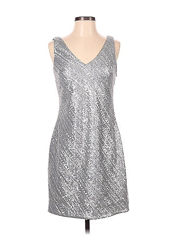 Banana Republic 100% Polyester Solid Metallic Silver Cocktail