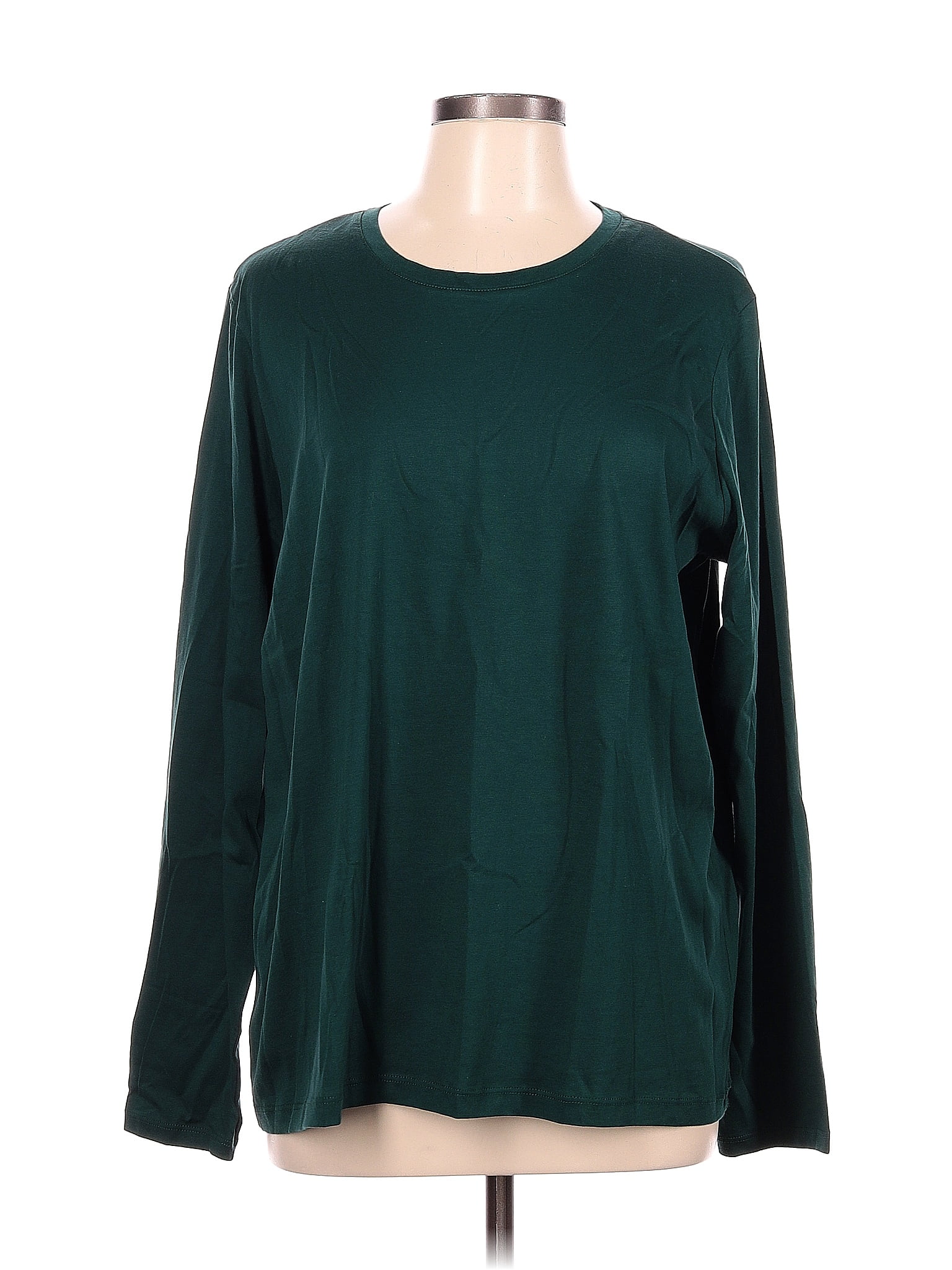 Lands' End 100% Cotton Green Long Sleeve T-Shirt Size L - 64% off | ThredUp