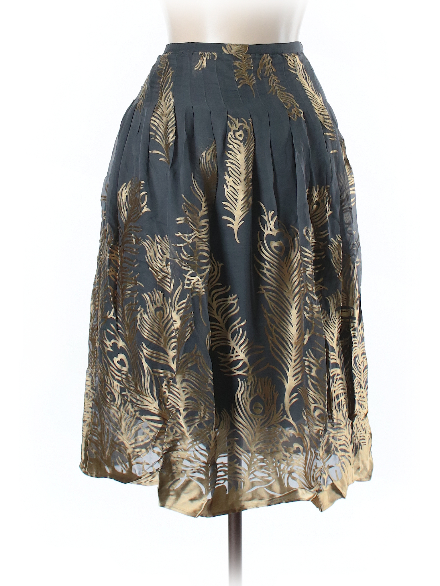 Silk Box 100% Silk Metallic Gray Silk Skirt Size 4 - 86% off | thredUP