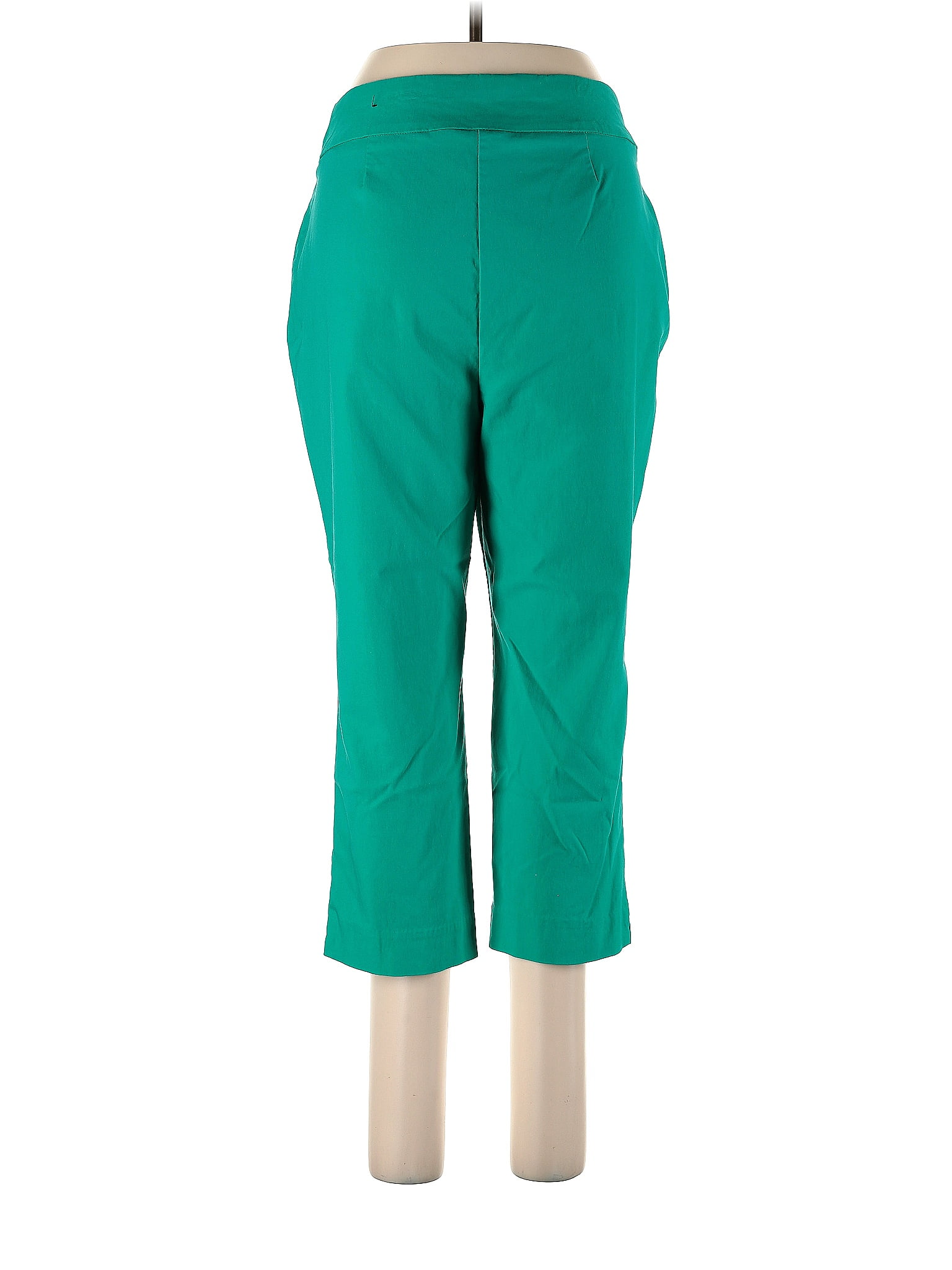 So Slimming by Chico's Solid Green Teal Casual Pants Size Lg