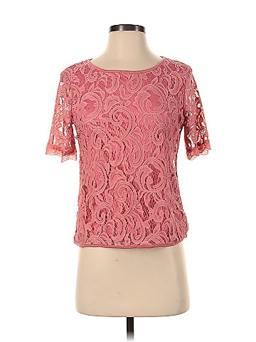 Adrianna Papell 100 Nylon Pink Short Sleeve Blouse Size S 74