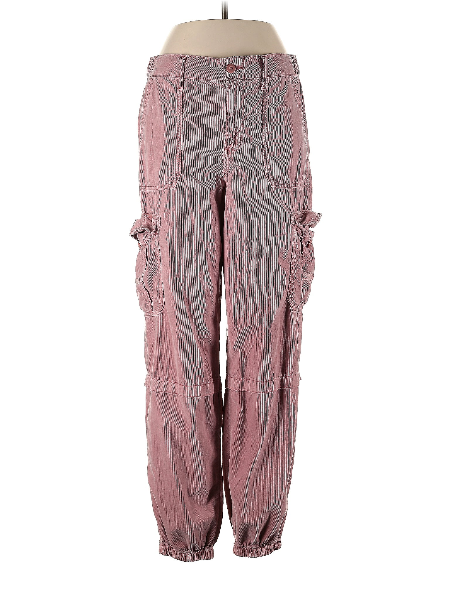 American Eagle Outfitters 100 Cotton Stripes Pink Cargo Pants Size 10