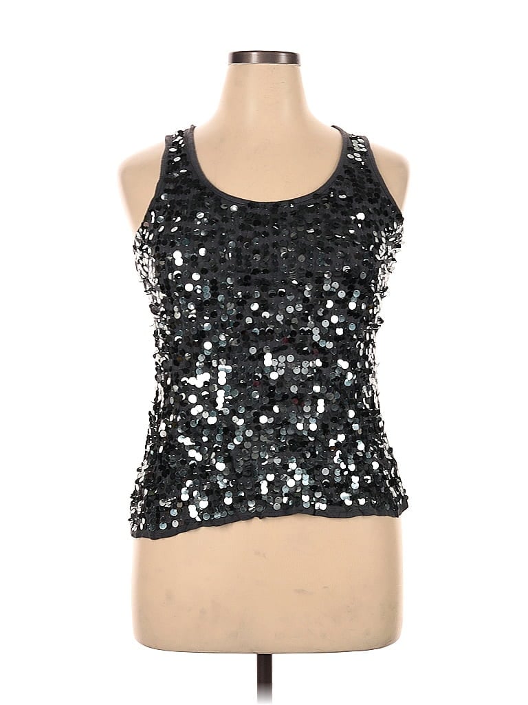 Pre-owned Eyeshadow Sleeveless Top Silver Halter Neckline Tops