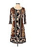 Mlle Gabrielle Paisley Baroque Print Batik Brown Casual Dress Size S - photo 1