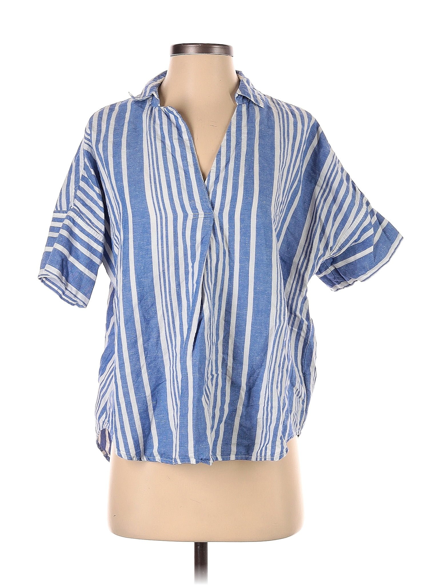 Madewell Stripes Blue Short Sleeve Blouse Size S - 70% off | ThredUp