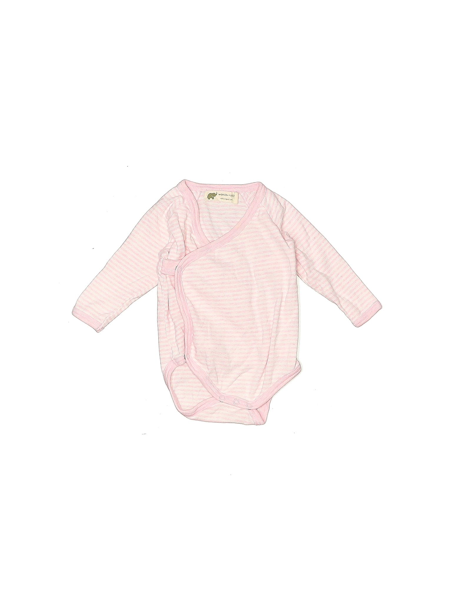 Monica + Andy 100 Organic Cotton Stripes Pink Long Sleeve Onesie Size