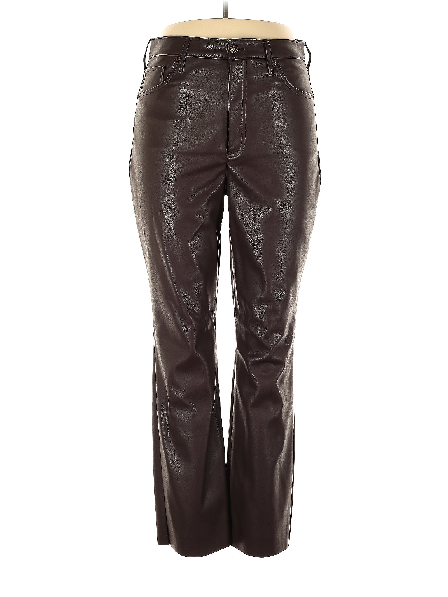 Express 100 Polyester Solid Brown Faux Leather Pants Size 14 73 off