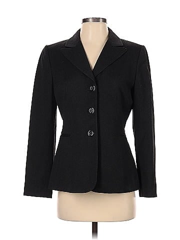 Tahari Arthur S. Levine Womens Petite Blazer Size 8 Solid Gray 2 Button  Career