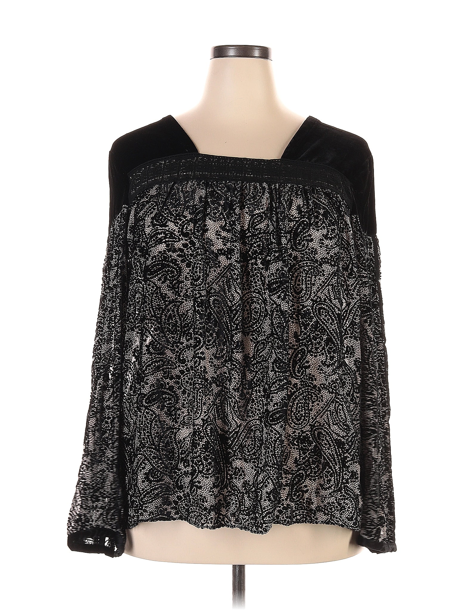 Sundance Color Block Black Long Sleeve Blouse Size L 76 off ThredUp