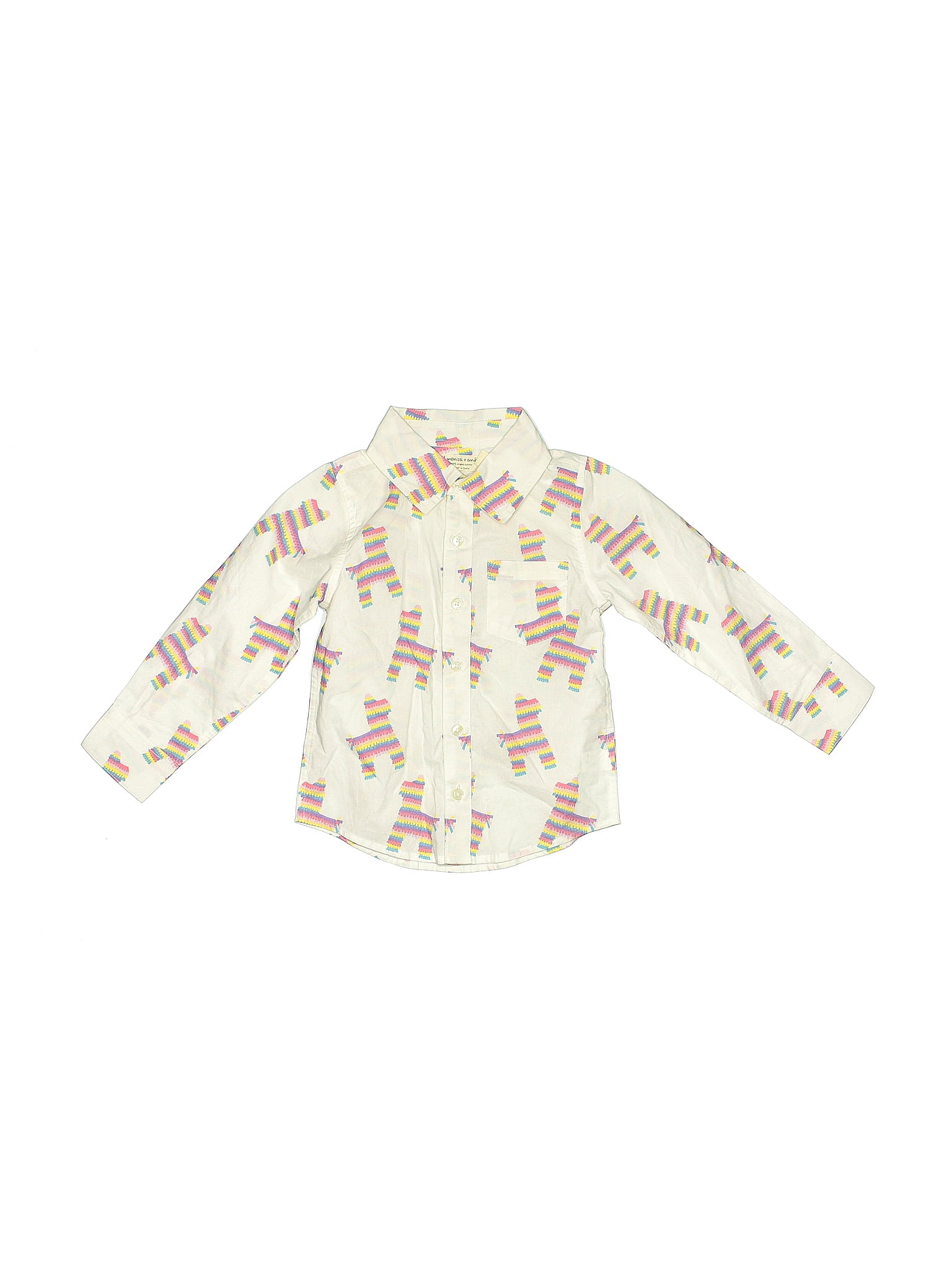 Monica + Andy 100% Organic Cotton Ivory Long Sleeve Button-Down