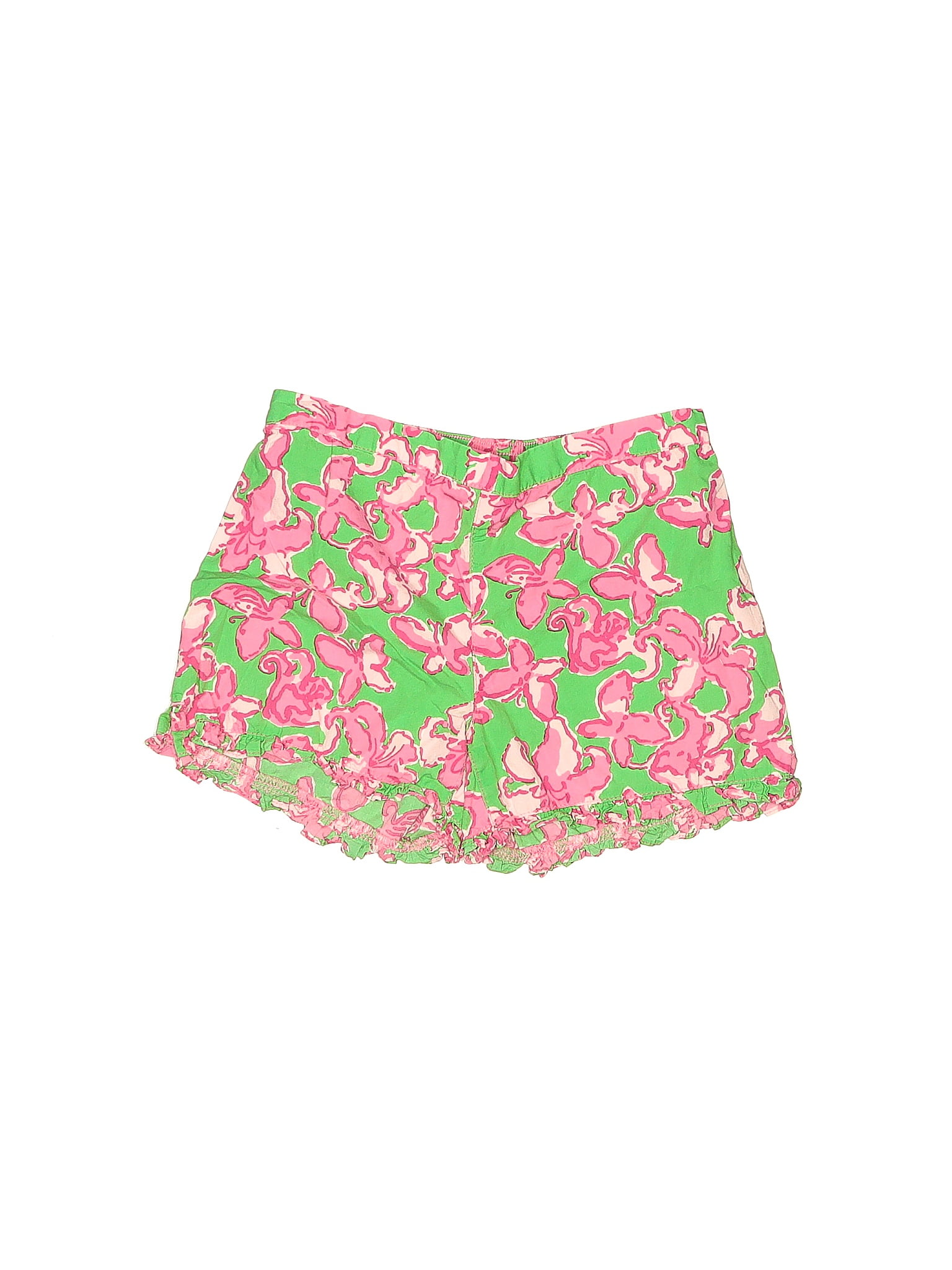 Lilly Pulitzer 100 Cotton Floral Green Shorts Size 8 10 51 Off