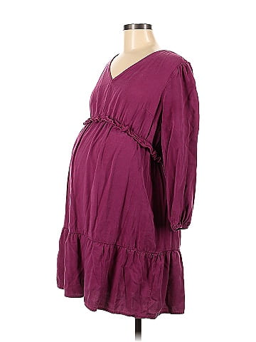 Ingrid + Isabel Solid Purple Burgundy Casual Dress Size M (Maternity) - 63%  off