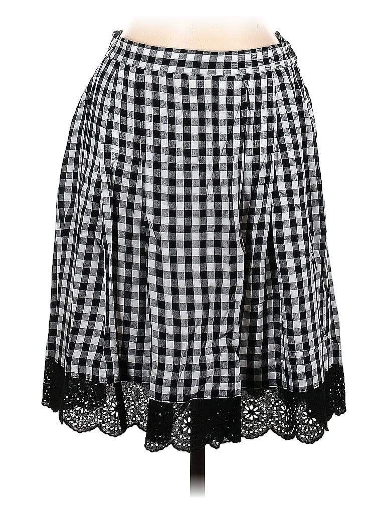 1.State 100% Rayon Checkered-gingham Houndstooth Argyle Black Casual Skirt Size S - photo 1