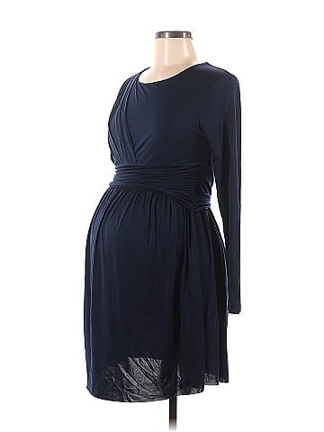 Topshop Maternity Solid Navy Blue Casual Dress Size 6 (Maternity) - 73% off
