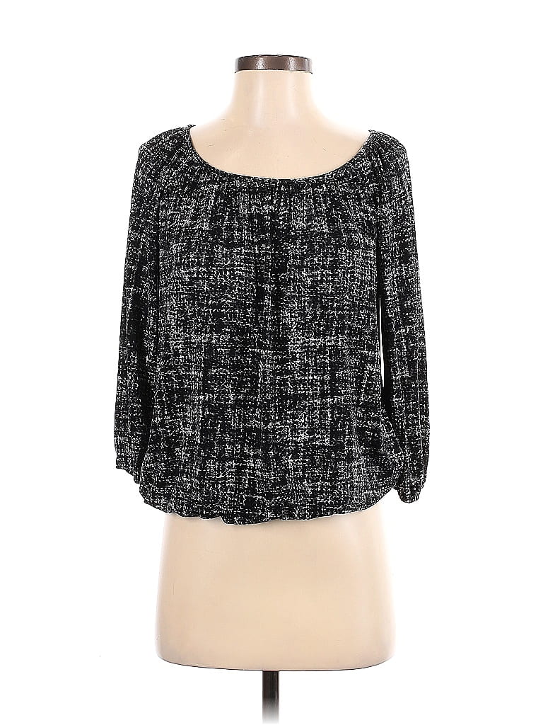 Click to view more detailed imagery on our partner's website Pre-owned Michael Michael Kors 3/4 Sleeve Top Black Square Neckline Tops