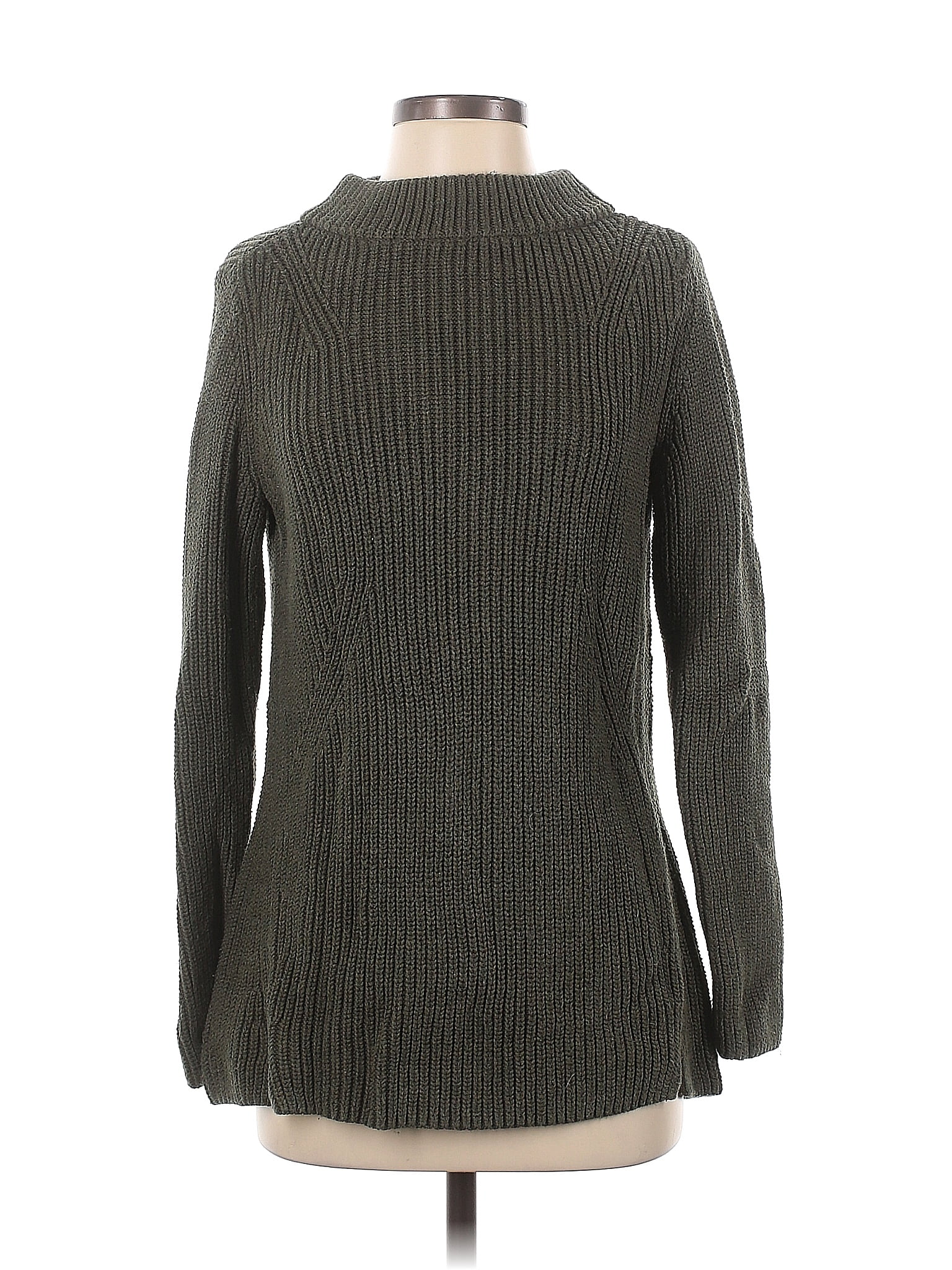 Talbots 100% Cotton Color Block Solid Green Gray Pullover Sweater Size ...