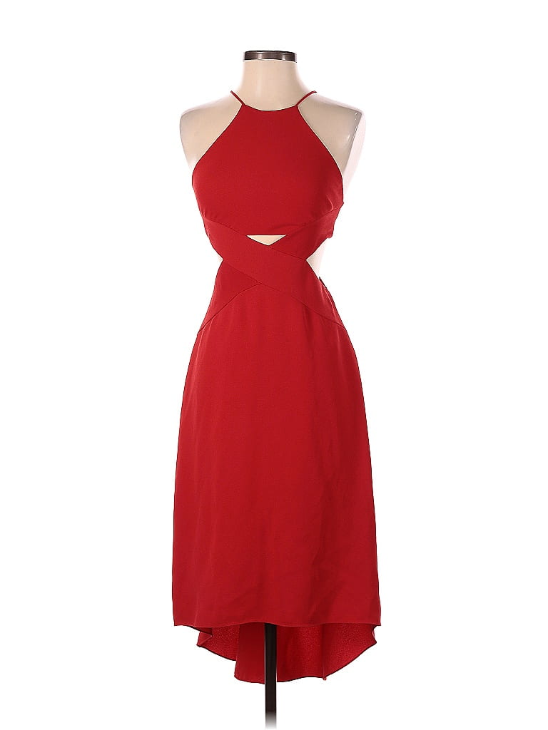 Halston Heritage Solid Red Cocktail Dress Size 2 75 Off Thredup