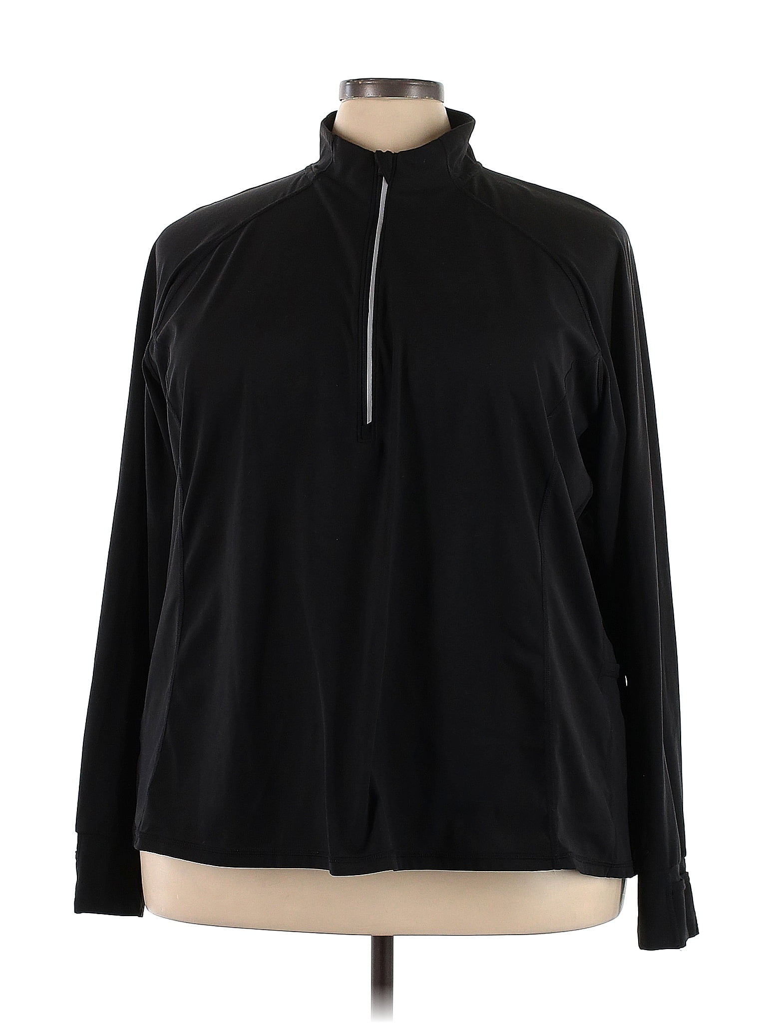 Xersion Solid Black Track Jacket Size 3X (Plus) - 50% off