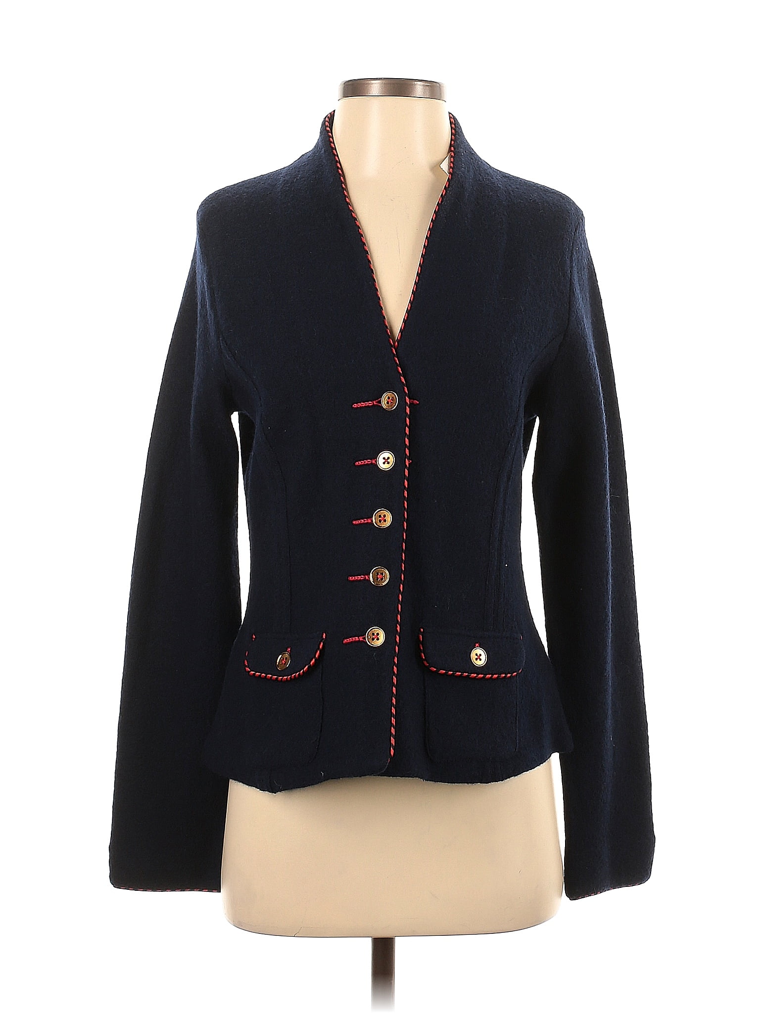 Rosie Neira 100% Wool Color Block Solid Navy Blue Cardigan Size S - 21% off | ThredUp
