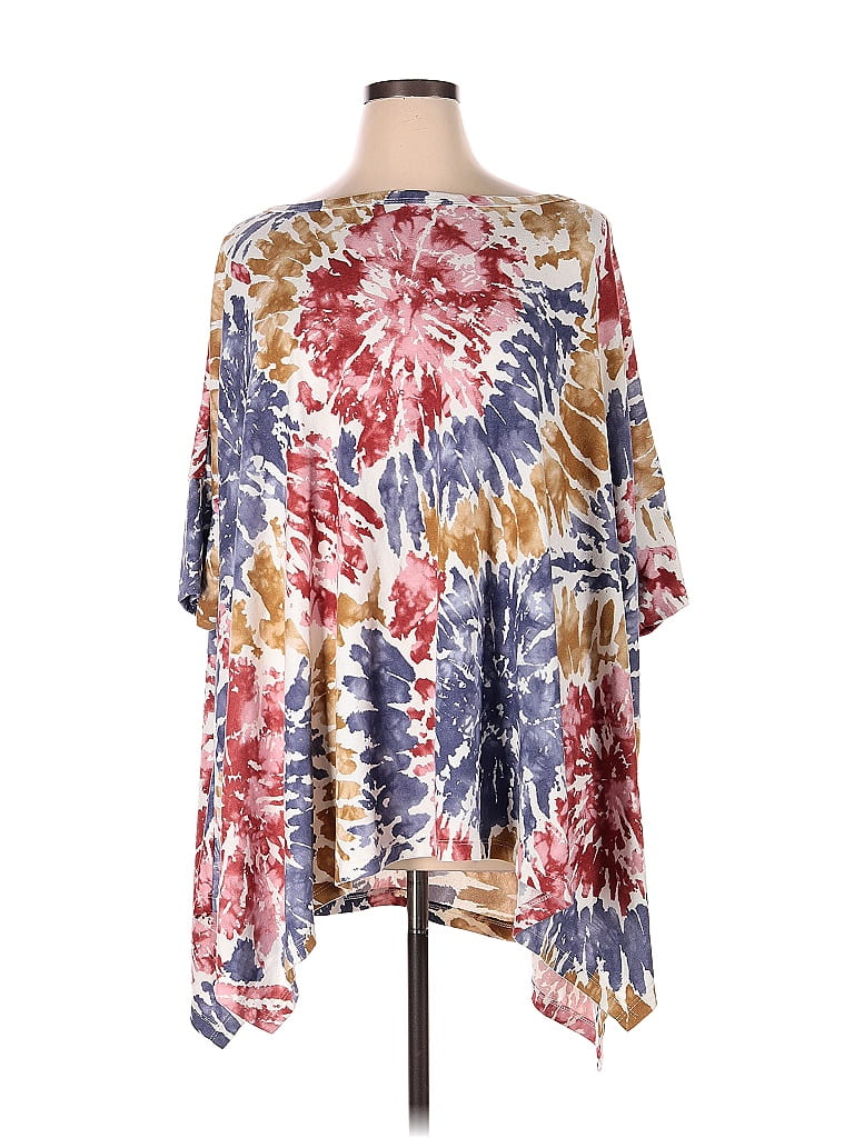 ODDI Two-Tone Burnout Top with a Twist Front Hem