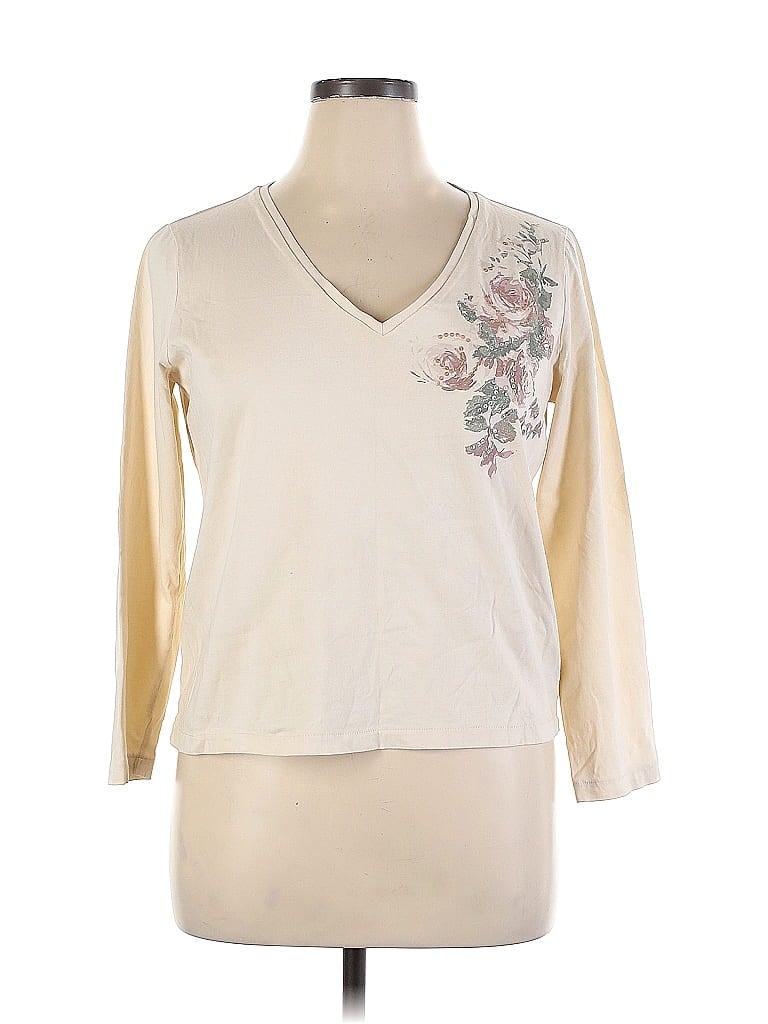 Chaps 100% Cotton Ivory Long Sleeve T-Shirt Size XL - photo 1