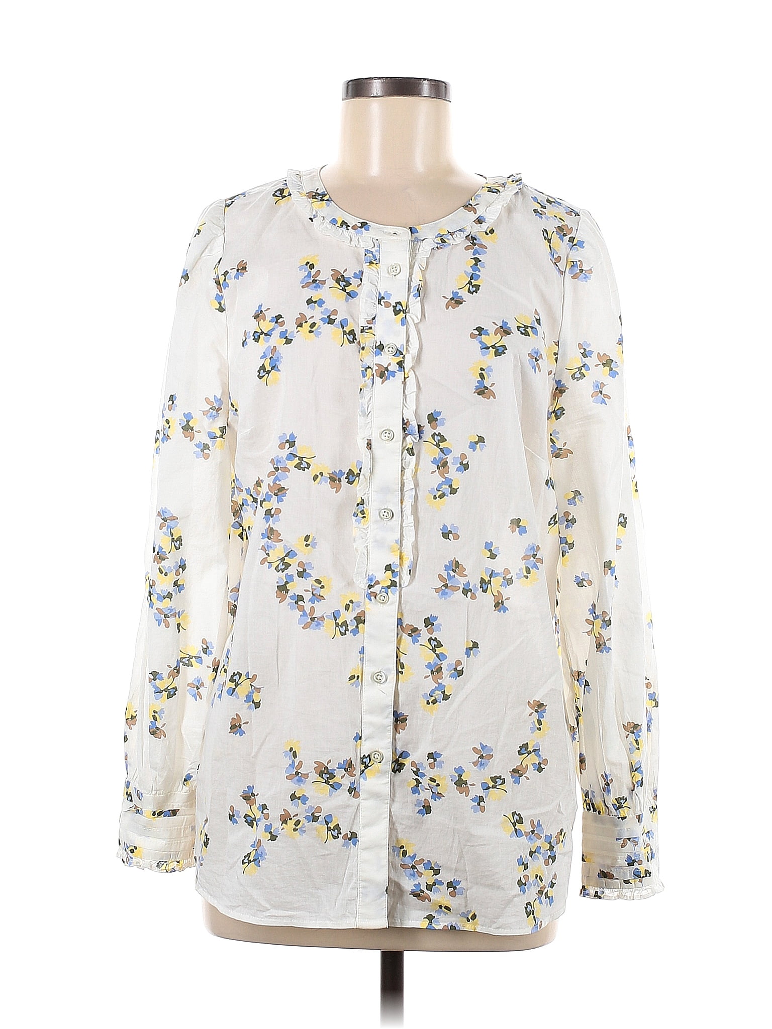 Chemise Talbots Femme Taille L - Manches Longues, Motif Floral, Coton Léger - Occasion Comme Neuve