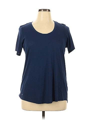 Zelos Solid Blue Short Sleeve T-Shirt Size 1X (Plus) - 57% off