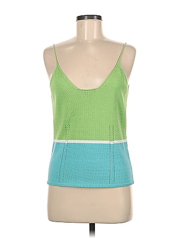 Adrienne Vittadini 100% Cotton Color Block Green Pullover Sweater Size M -  72% off