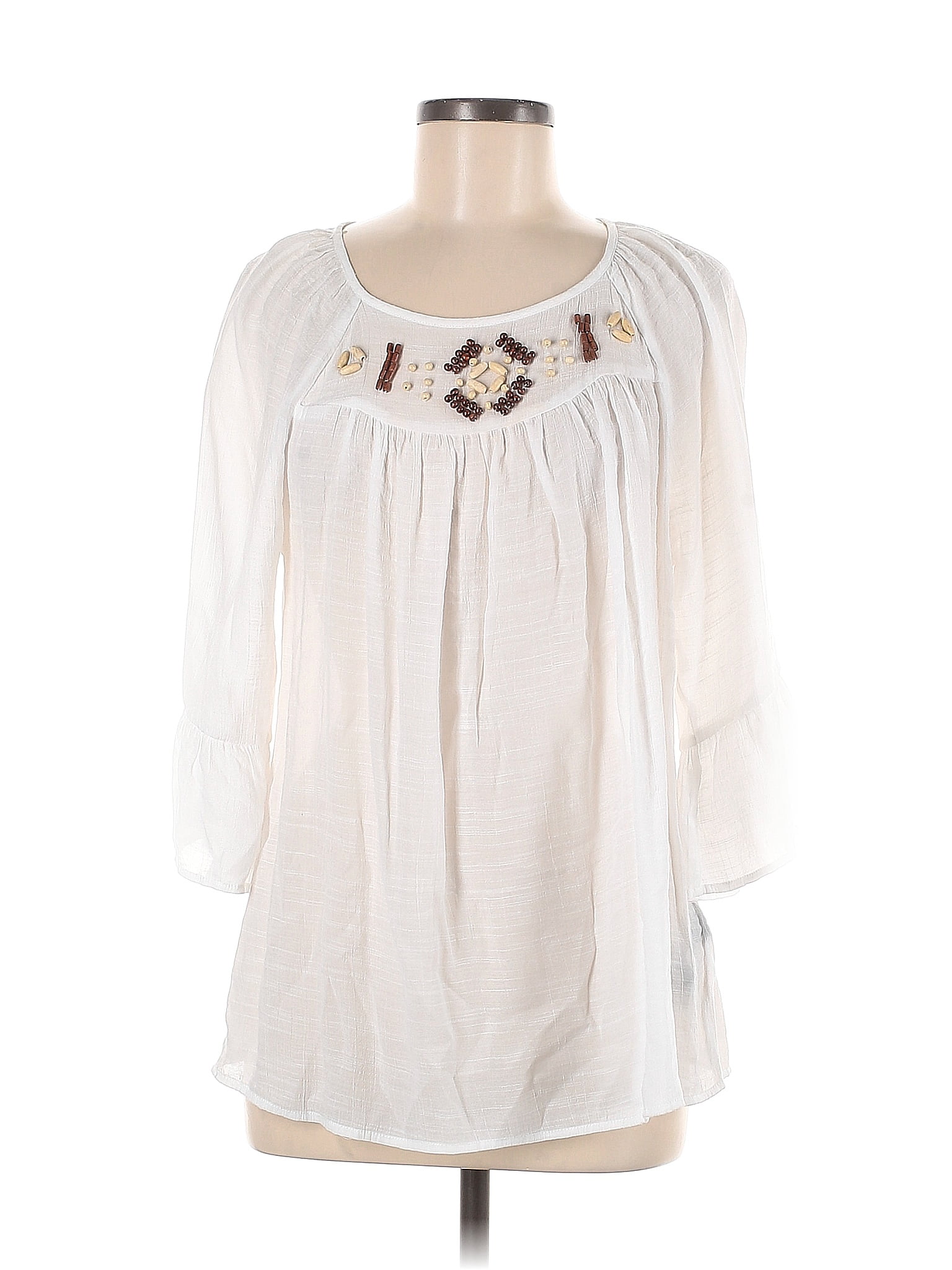 Zac And Rachel White Ivory Long Sleeve Blouse Size L 57 Off Thredup