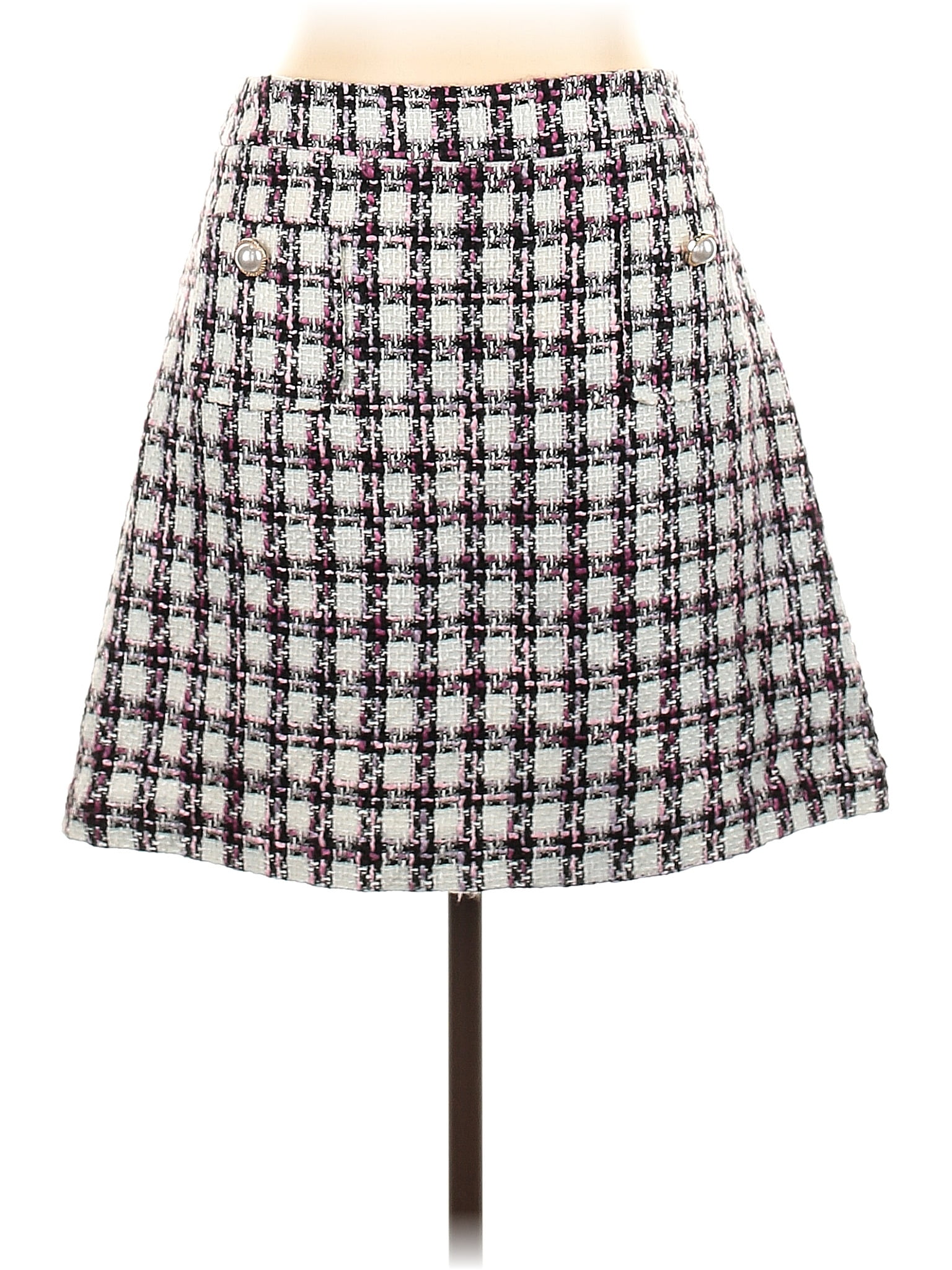 Maison D Amelie Plaid Tweed Multi Color Purple Formal Skirt Size 12