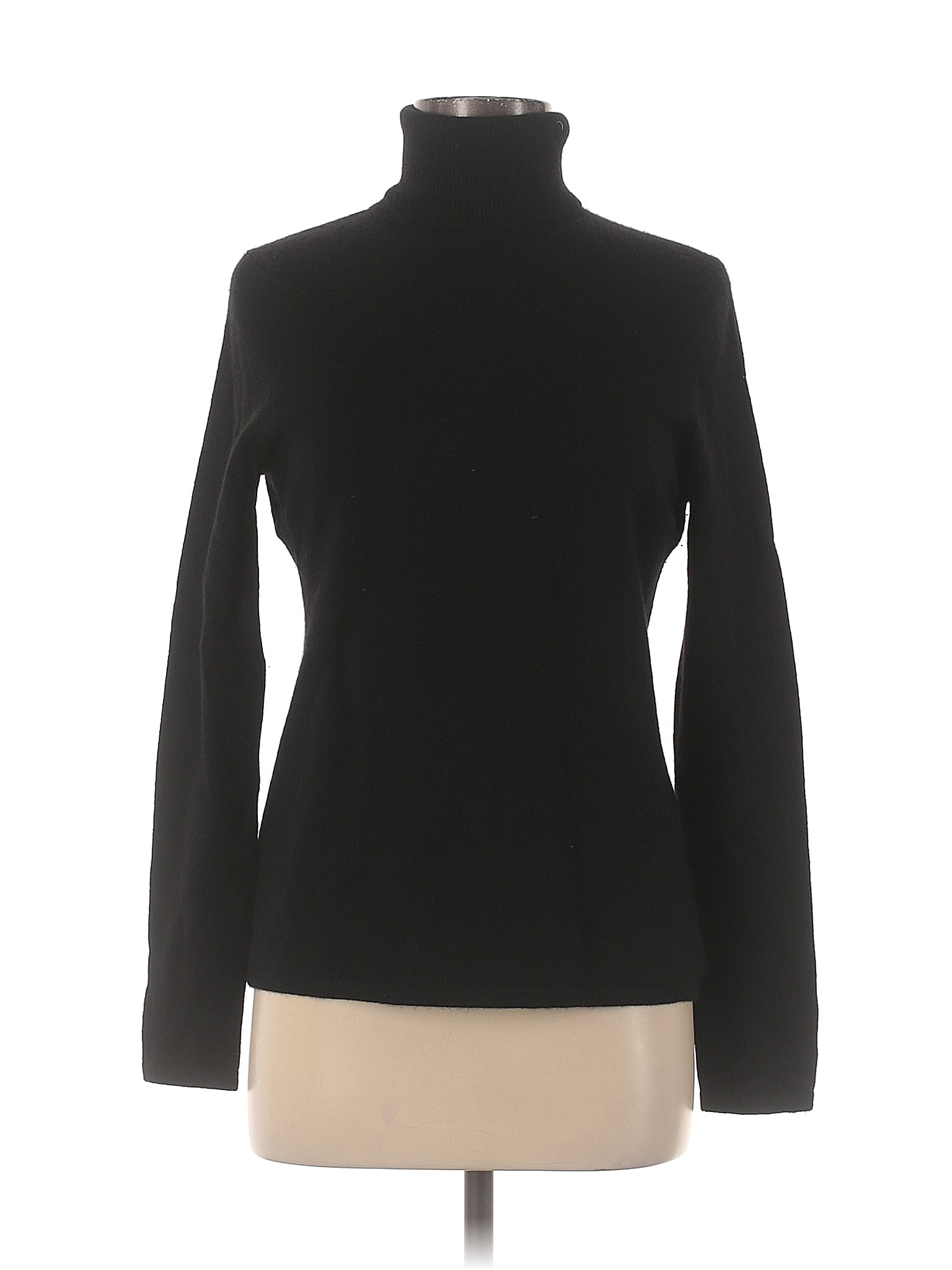 Lord Taylor Cashmere Color Block Solid Black Cashmere Pullover