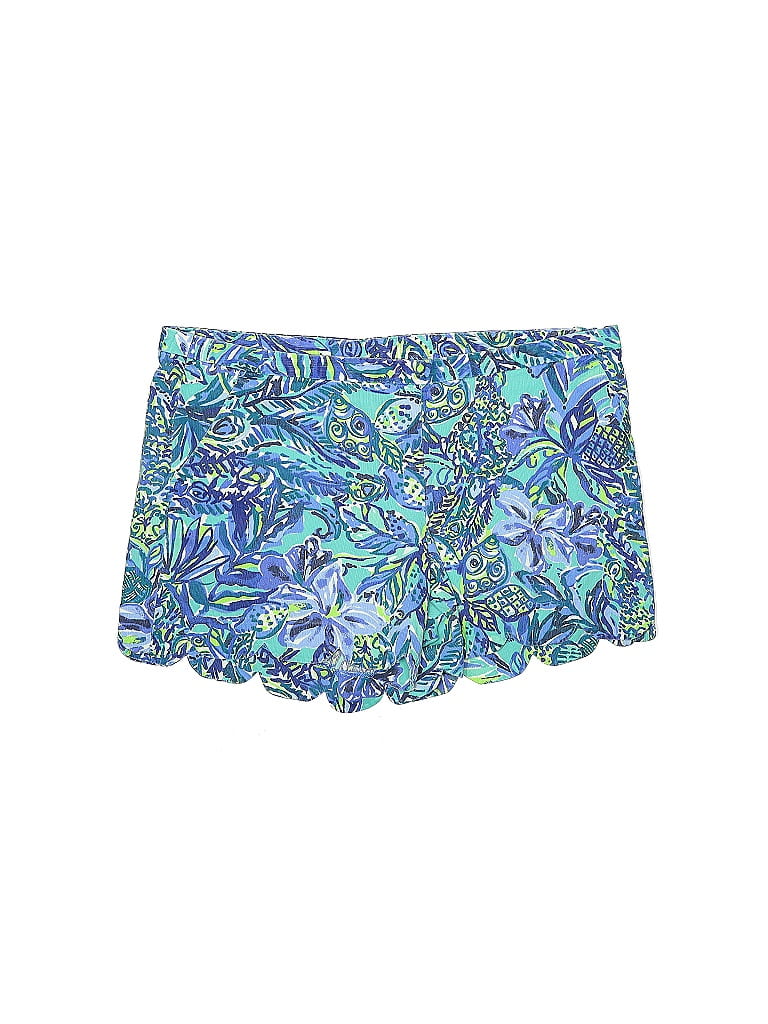 Lilly Pulitzer 100 Cotton Floral Multi Color Blue Shorts Size 14 59