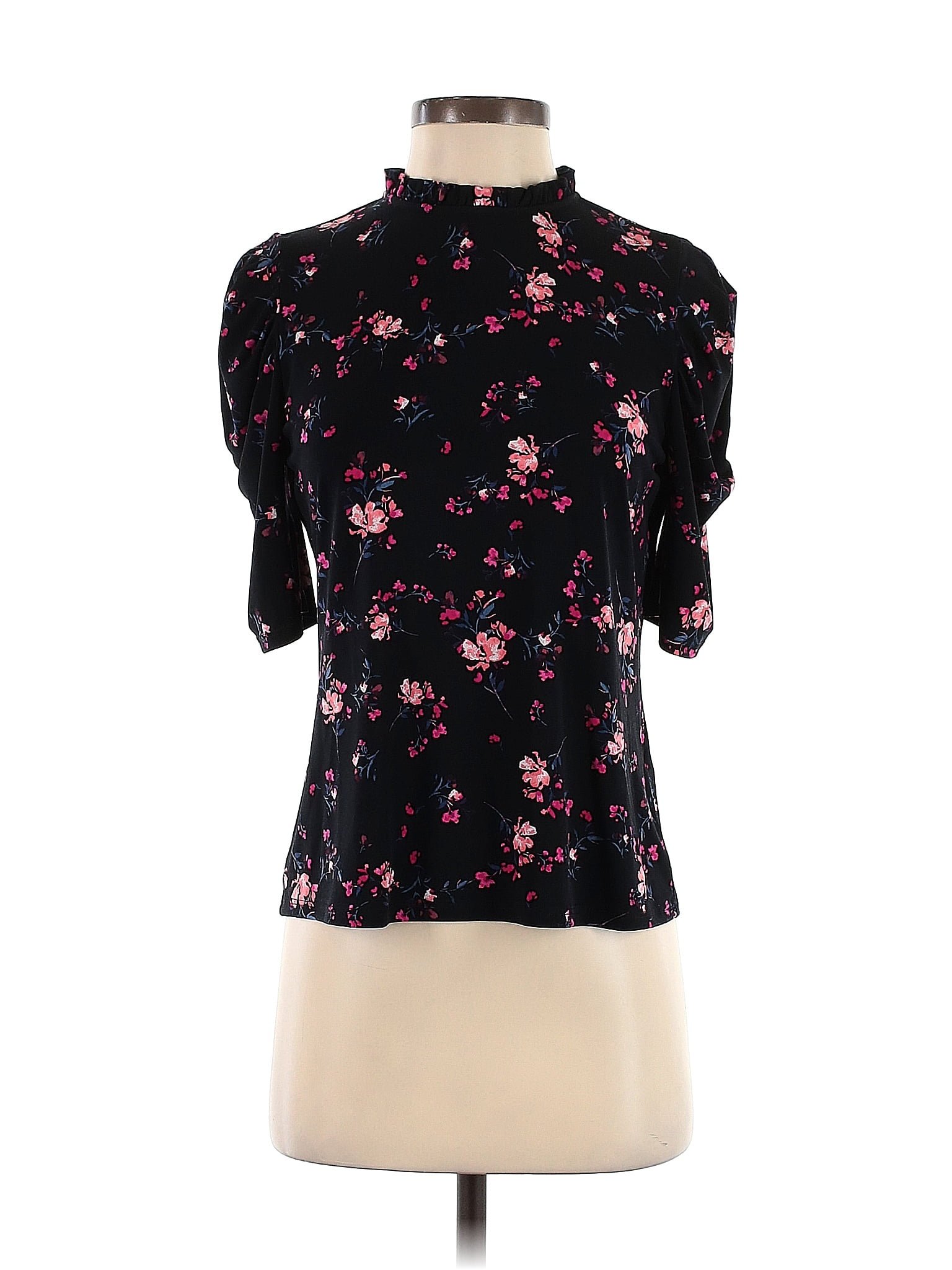 Cece Floral Black Short Sleeve Blouse Size Xs 74 Off Thredup